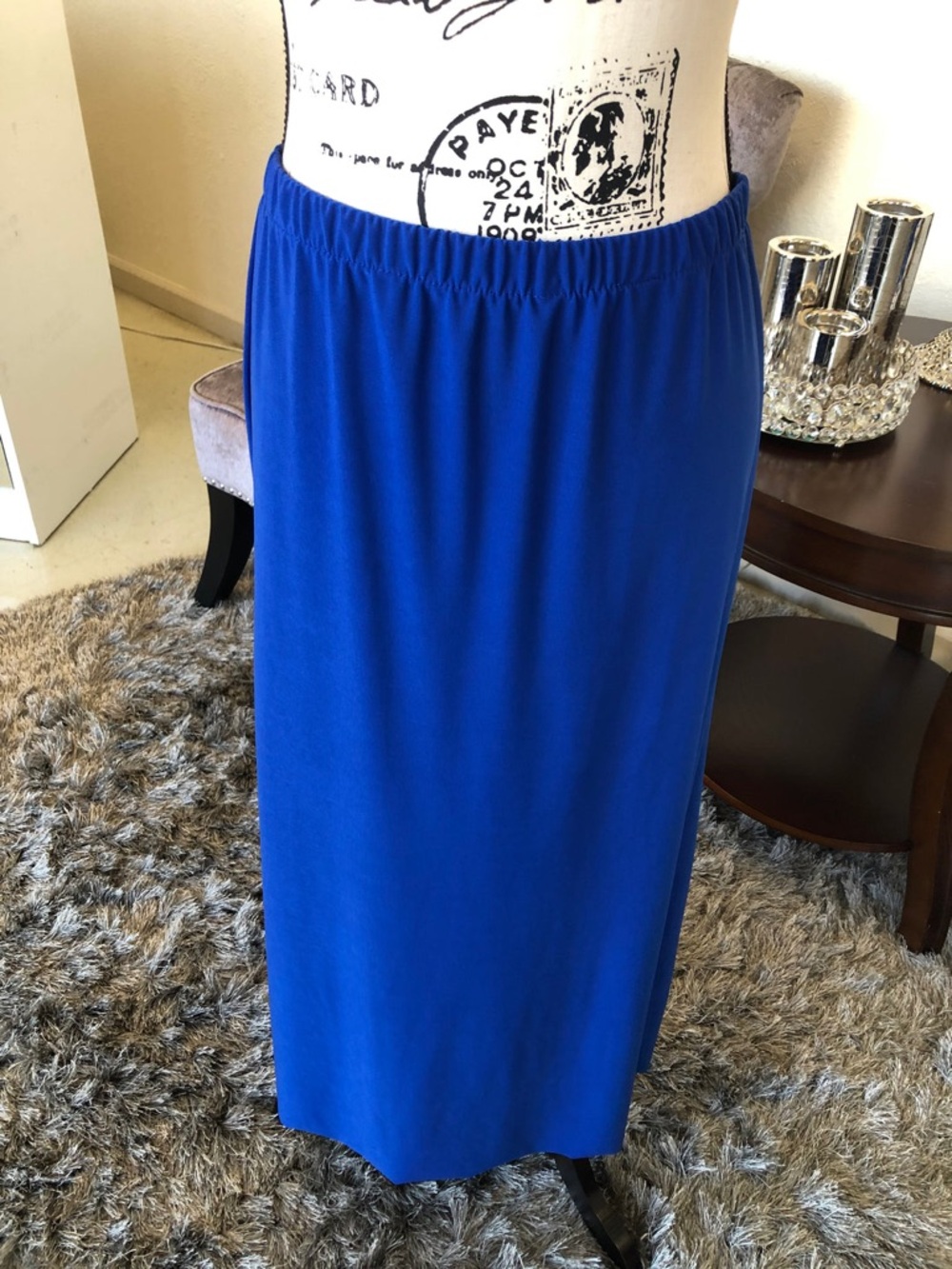 Women's Cobalt Blue Elastic-Waist Bustle Ruffle Maxi Skirt